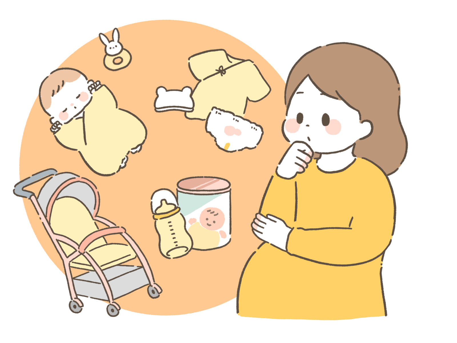 持ち物を考える母